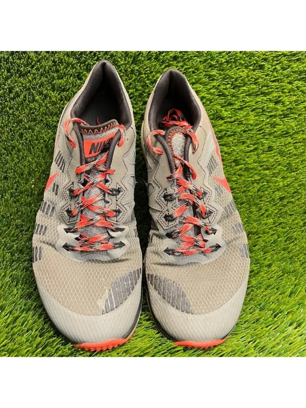 Nike Dual Fusion Trail Mens Size 10 Gray Orange Athletic Running Shoes Sneakers